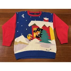 Raquel’s Collection Vintage Ugly Christmas Sweater 3D Santa Clause